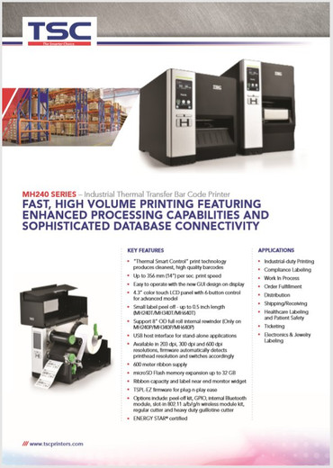 TSC 06040-00-A0-60-10 MH240/MH340/MH640 Mobile Printer