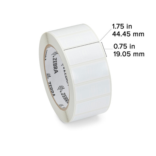 Zebra 10035178-3 thermal label close-up showing print quality and label design