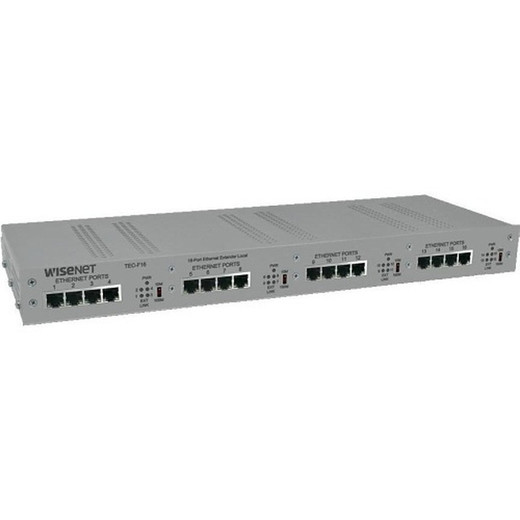 Hanwha TEU-F16 16-Port PoE Ethernet Extender