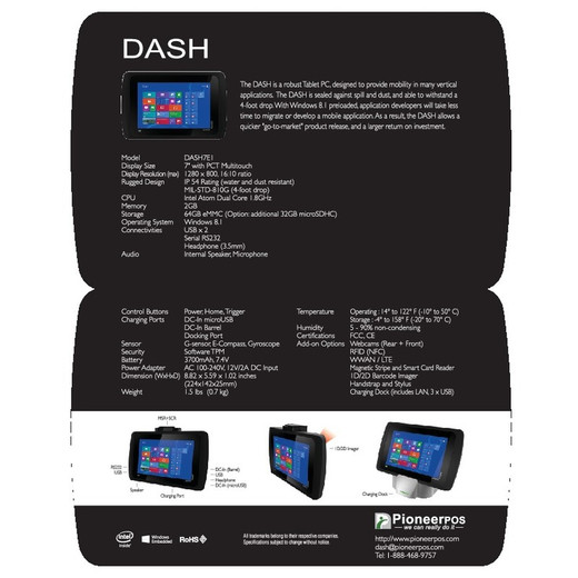 PioneerPOS Wallmount Dash T3 1 USB - T3-WMB101