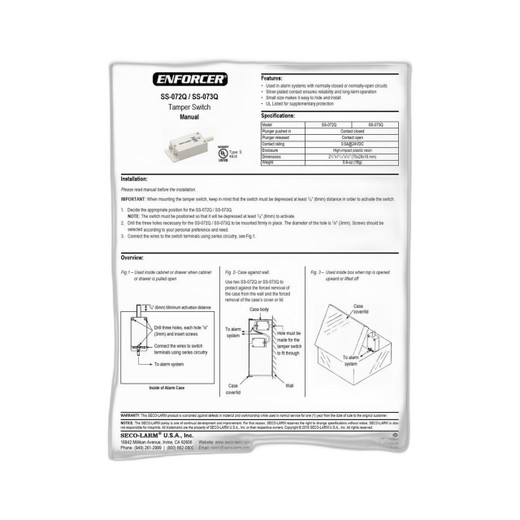 Lifesafety Power TAMPER-SWITCH Tamper Switch for LSP wall mount