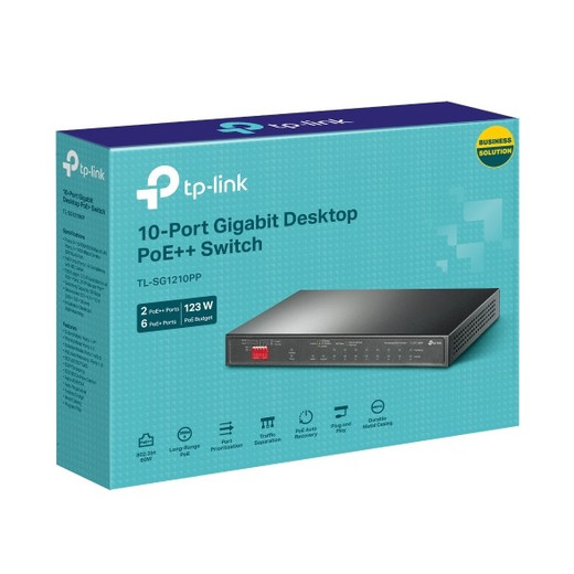 TP-Link TL-SG1210PP 10-Port Gigabit Desktop Switch with 6-Po