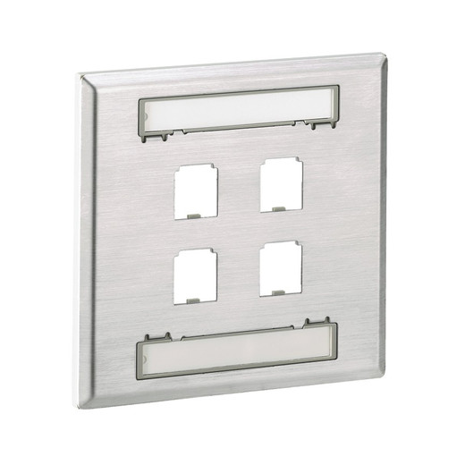 Panduit CFPL4S-2GY 4-Port Stainless Dual Gang Faceplate