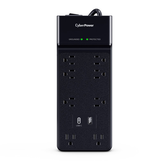 Cyberpower CSP806UC18 Surge Black NEMA 5-15P Input - 8 - NEMA 5-15R 1 Type