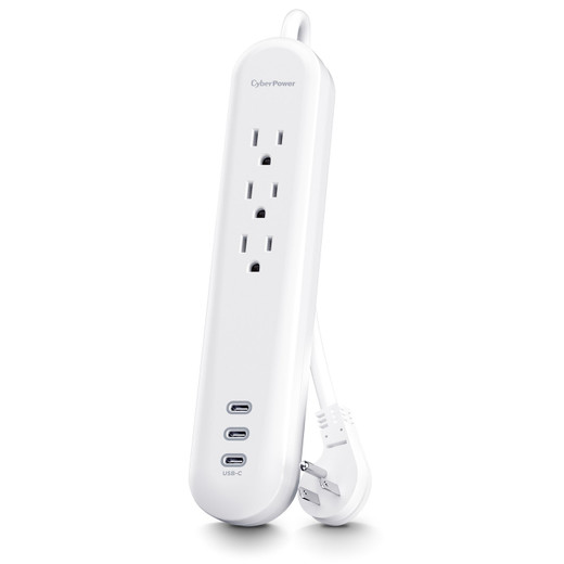 Cyberpower P304UC3 Surge, NEMA 5-15P Input, White - 3 NEMA 5-15R, 3 Type C Outp