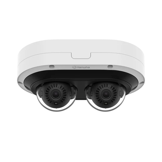 Hanwha PNM-12082RVD dome camera mounted outdoor surveillance installation