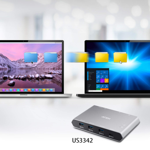 ATEN 2-PORT Usb-c Sharing Switch With Power Pass Through