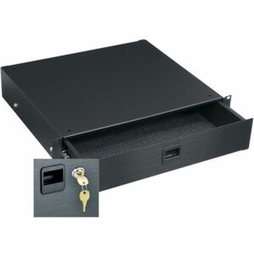 Middle Atlantic Drawer with Lock 2 Rack Units Steel Black Brushed and Anodized finish