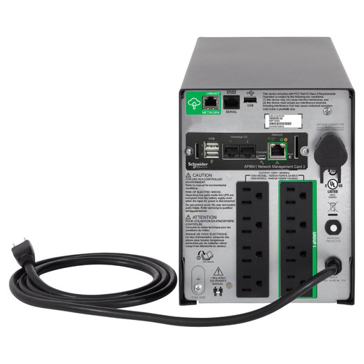 APC Smart-ups, Line Interactive, 1500VA, Tower, 120V, 8X NEMA 5-15R Outlets, SMA