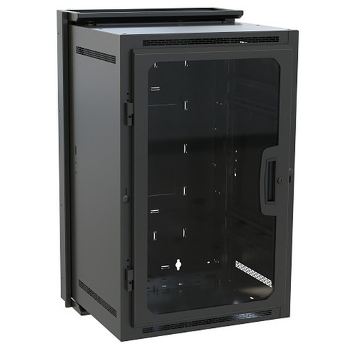Middle Atlantic 18 Space (31 1/2in. ) Data Wallrack with Plexi Door Fits 15in. Deep Equipment Steel Textured Black Powder Coat Finish