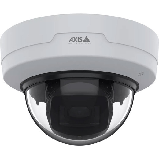 Axis M4228-LVE 8MP dome camera detail showing infrared lens and weatherproof housing design