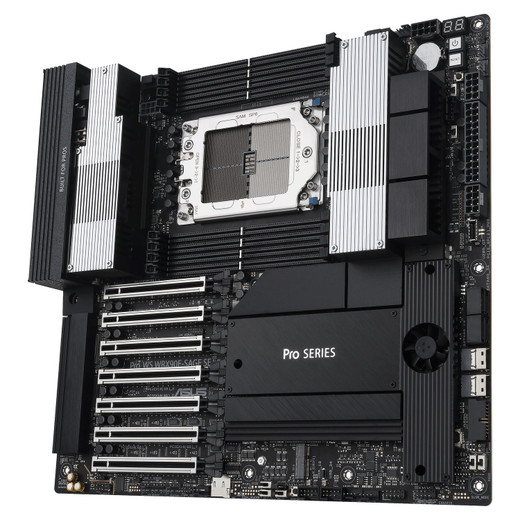 ASUS PRO-WS-WRX90E-SAGE-SE Pro WS WRX90E-SAGE SE CEB Workstation motherboard, AMD Ryzen Threadripper PRO 7000 WX-Series Processors, ECC R-DIMM DDR5, 32 power-stage,7xPCIe 5.0 x 16, PCIe 5.0 M.2, 10 Gb and 2.5 Gb LAN, multi-GPU support, CPU
