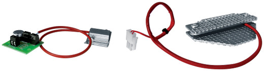 Pelco OHEH02B heater close-up showing dual voltage 120-230Vac specifications