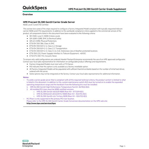 HPE 868703R-B21#B19 DL380 G10 8SFF Reman Srv:eu-multi