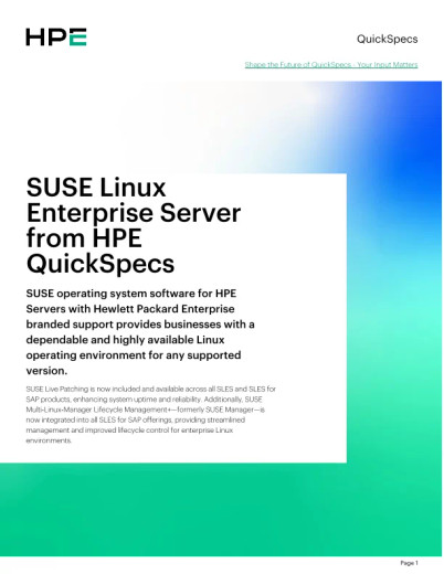 HPE S7N79AAE Suse Linux Enterprise Server W/suse Multi-linux MGR Lifecycle Mgmt+ 1-2 SKTS/1-2