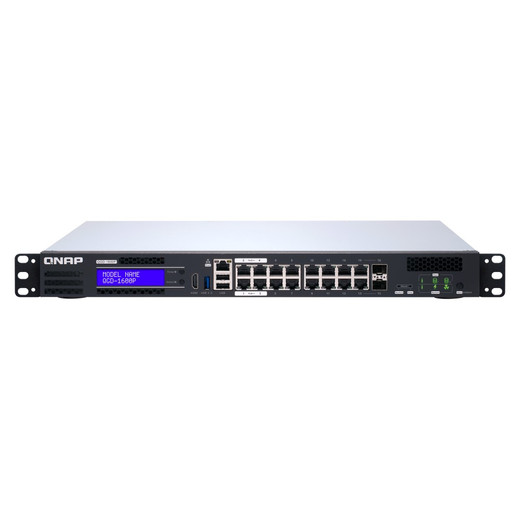 QNAP 16-PORT 1GBE Switch With 2 RJ45 - QGD-1600P-8G-US