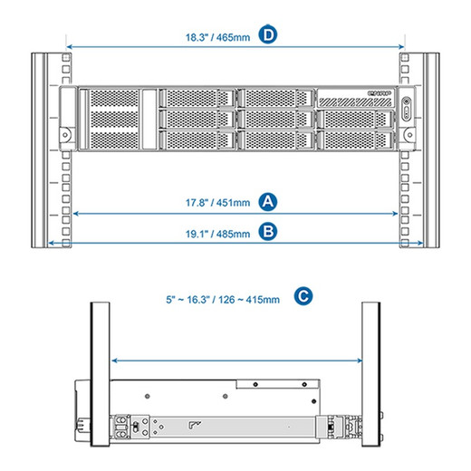 QNAP Rail KIT Support Rack-post 4.96 16.34 (126 - RAIL-S01