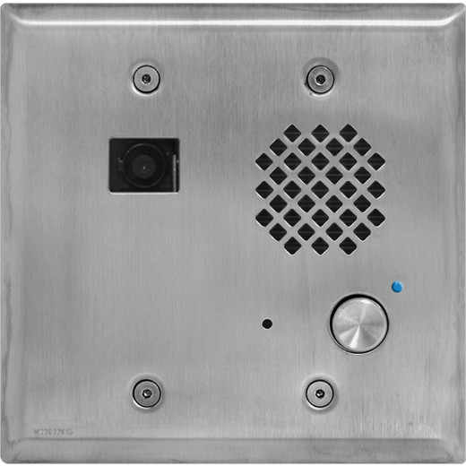 Stainless Steel Entry Phone with Color Video Camera  Auto Disconnect  Blue LED  Flush Mount in a Double Gang Box or Surface Mount with an Optional VE-5x5