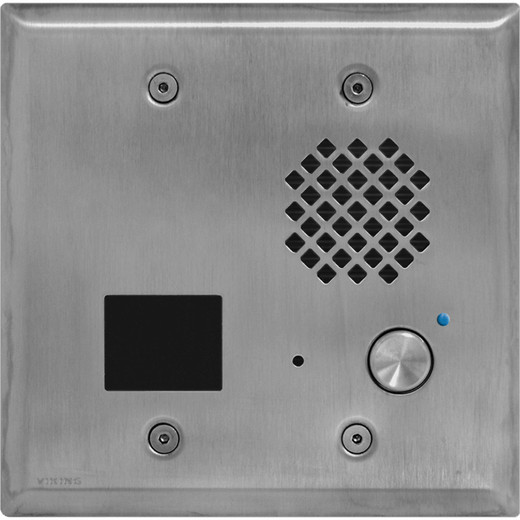 Stainless Steel Entry Phone with Proximity Card Reader & Blue LED  Auto Disconnect  Flush Mount in a Double Gang Box or Surface Mount with an Optional VE-5x5