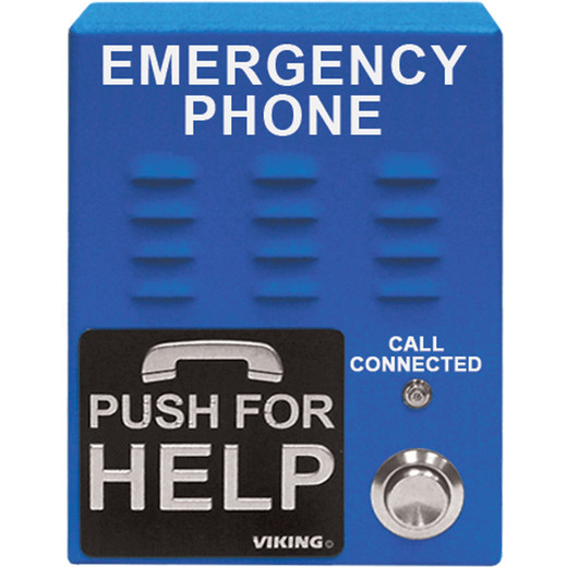 ADA Compliant Emergency Phone with Dialer and Voice Announcer  Blue with in. in. Emergency Phonein. in. Verbiage  Surface Mount Only