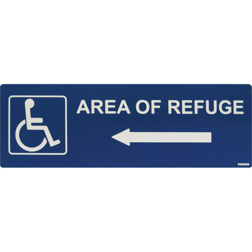 Blue Left Arrow Directional Sign (To be Placed Next to Exit Doors without Area of Refuge)