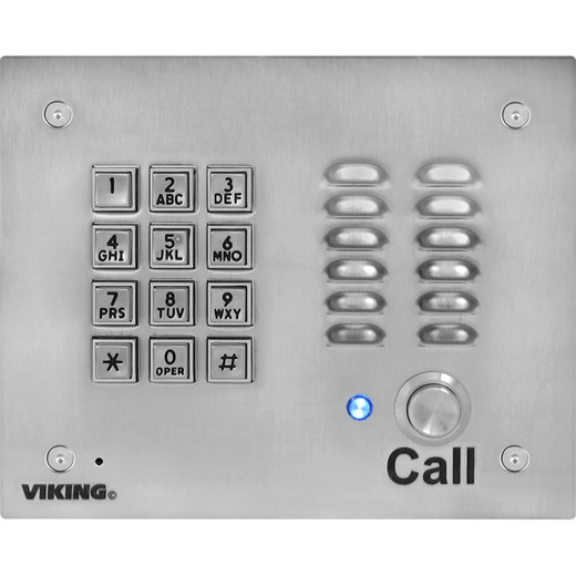 Stainless Steel Vandal Resistant Entry Phone with Keypad  Flush Mount with the included Rough-In Box or Surface Mount with an Optional VE-6x7 with Enhanced Weather Protection (EWP)