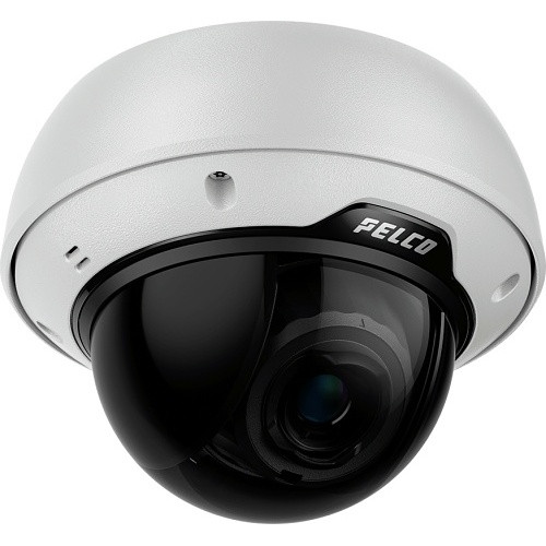 Pelco Sarix Enterprise dome camera SRXE4-2V12-EMD-IR1 front view and lens detail