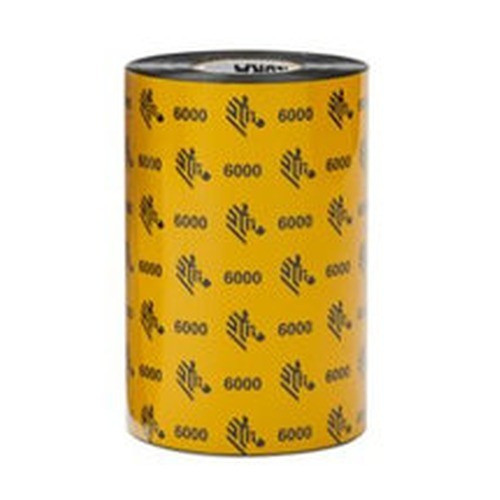 Zebra Wax Ribbon 110mmx450m (4.33inx1476ft) 6000; Wax 25mm (1in) core - 06000BK11045