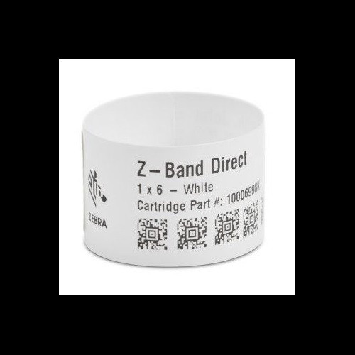 Zebra HC100 Wristband Polypropylene 1x6in ; Direct Thermal Z-Band Direct Adhesive - 10006998K