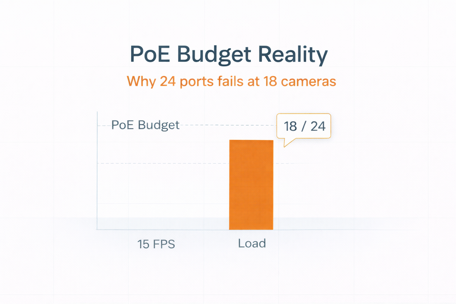 Why Your PoE Switch Fails After 18 Cameras (Even Though It Has 24 Ports)