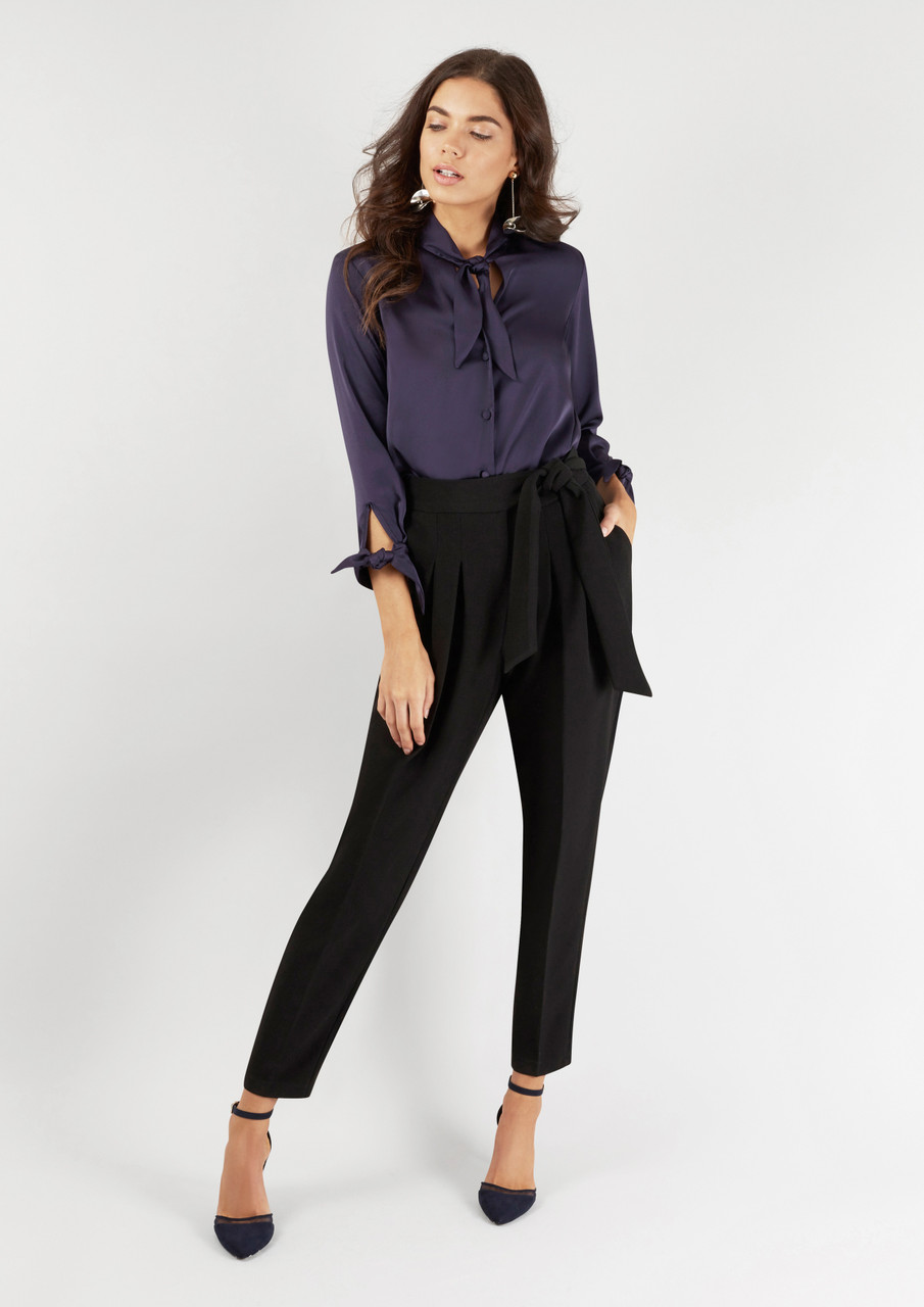 High rise discount tie waist pants