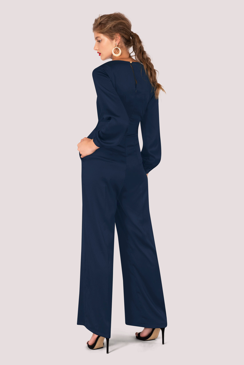 navy blue jumpsuit with sleeves