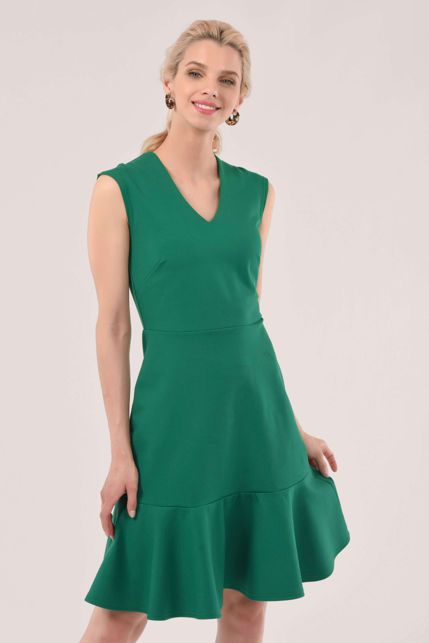 green peplum dress