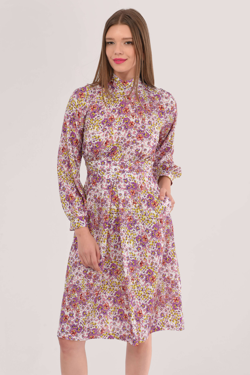 Closet London | Purple High Neck A-Line Dress