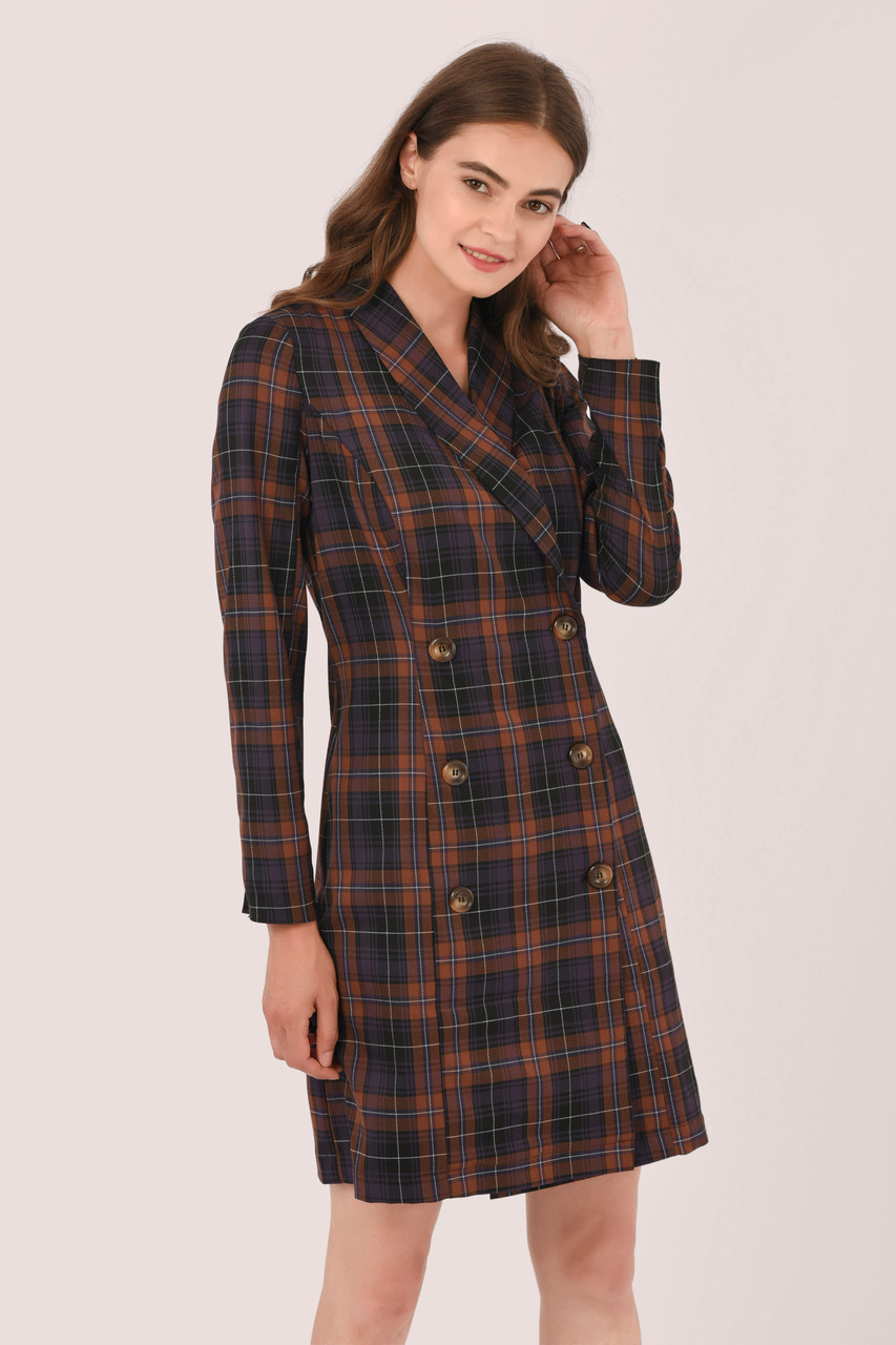 Closet London | Brown Double Breasted Blazer Dress