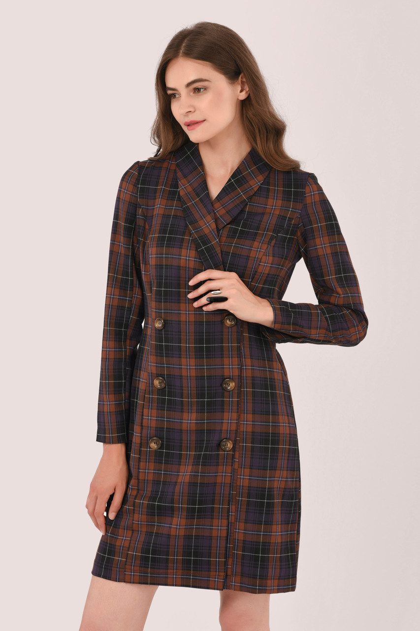 Closet London | Brown Double Breasted Blazer Dress