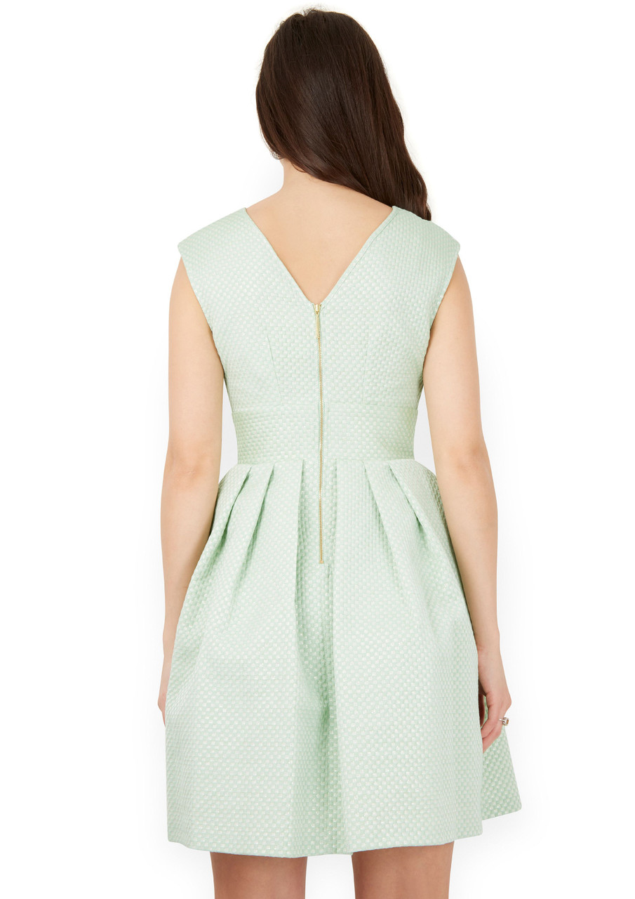 Closet London | Women's Green Almari V-Back Jacquard Dress