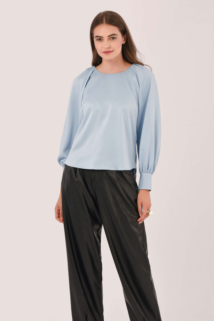 Closet London| Blue Gathered Raglan Blouse