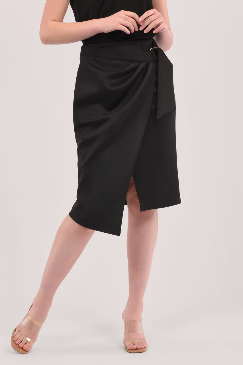 L'Or  Pencil Wrap Skirt black