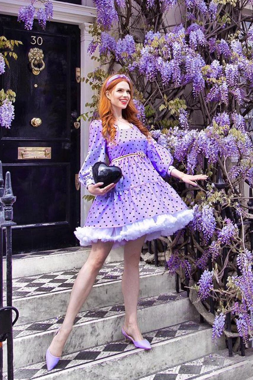 Closet London Purple Lilac V-Neck Tiered Mini Dress