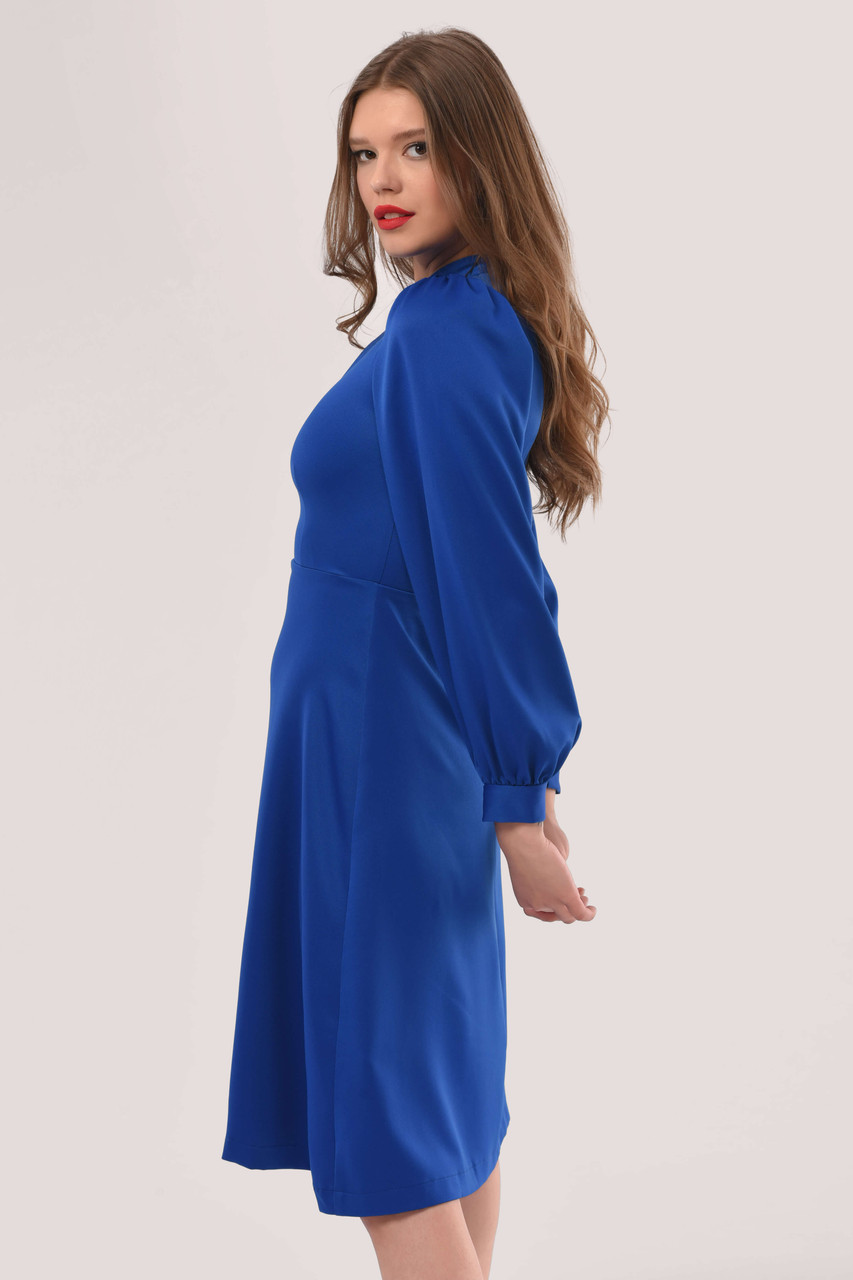 Closet London | Women's Blue High Collar A-Line Dress
