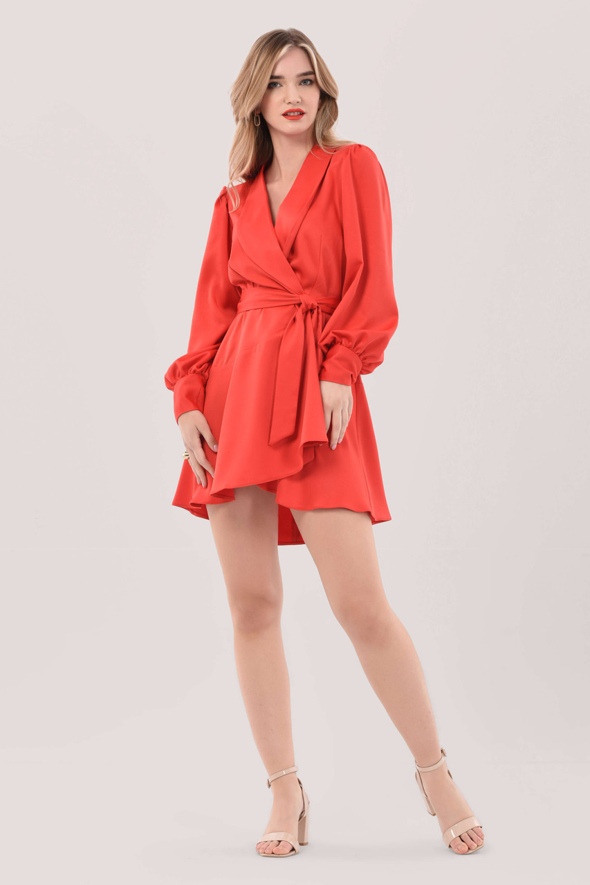 Red wrap hot sale dress mini