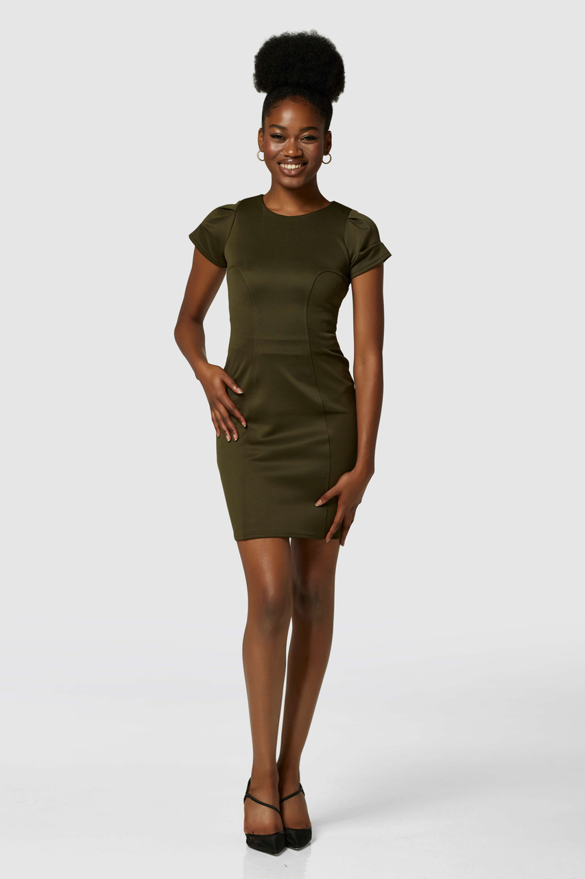 Khaki green sales bodycon dress