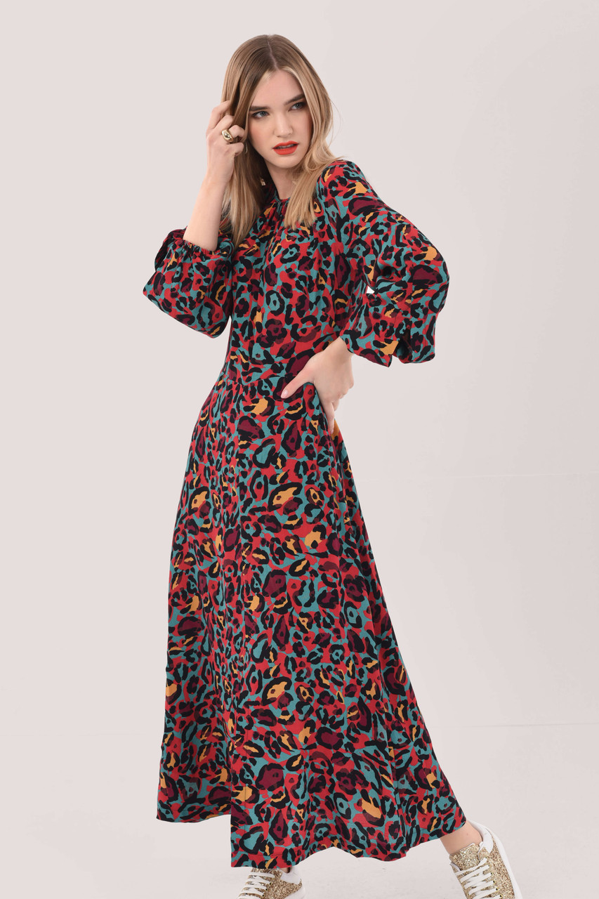Closet London | Multi Print Gathered Neck Midi Dress