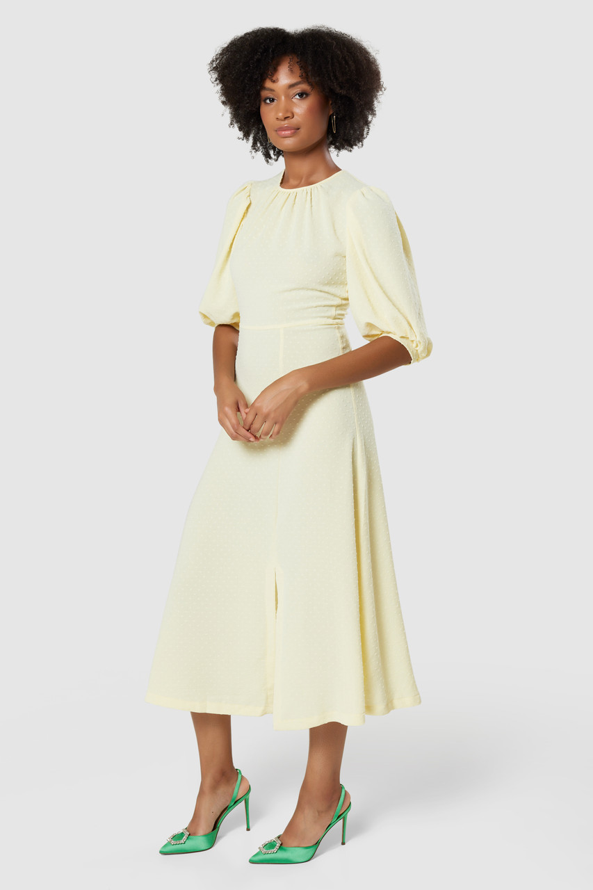 Closet London | Yellow Gathered Neck Midi Dress