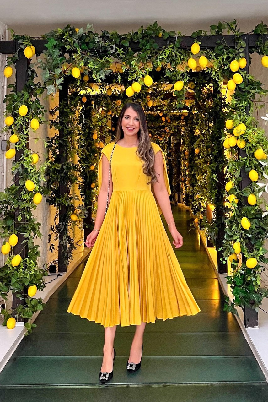 Georges Hobeika Yellow Strapless Midi Dress- District 5 Boutique