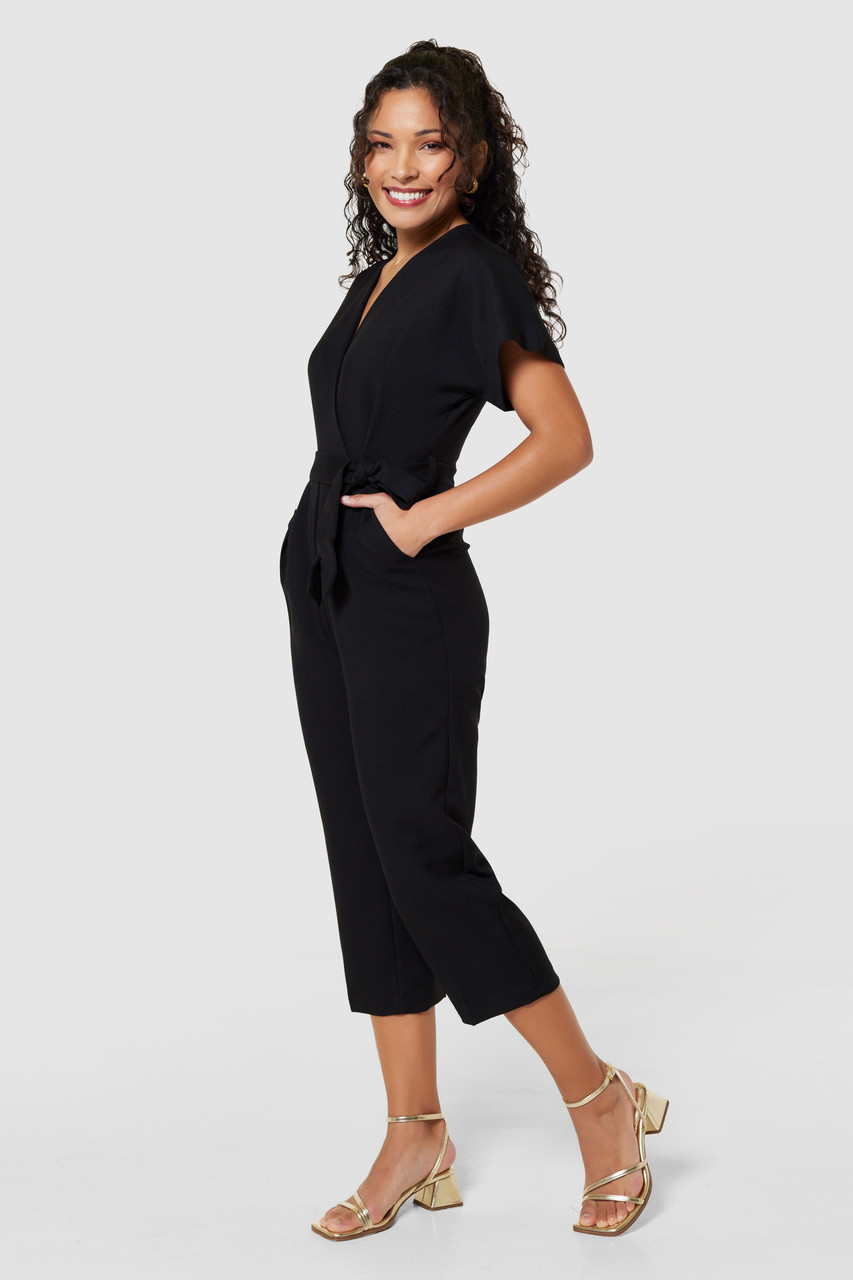 Closet London Petite Black Cross Over Jumpsuit