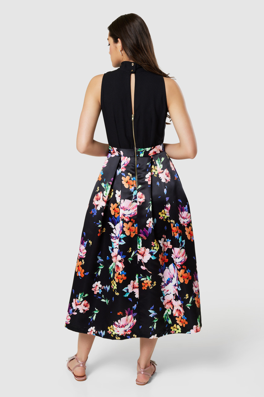 Closet London | Black Floral Print 2-in-1 Dress