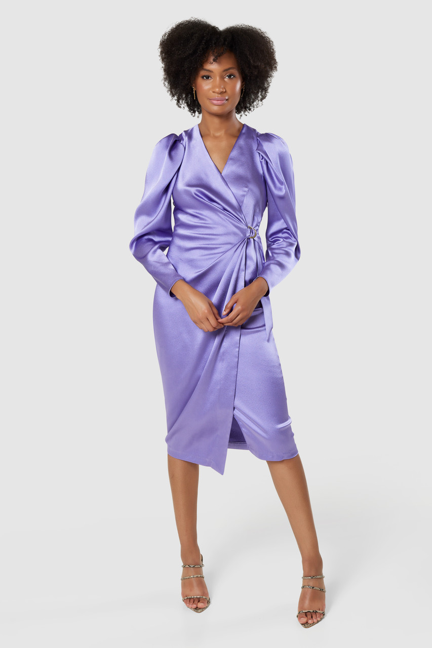Closet London| Purple Lilac Wrap Pencil Midi Dress