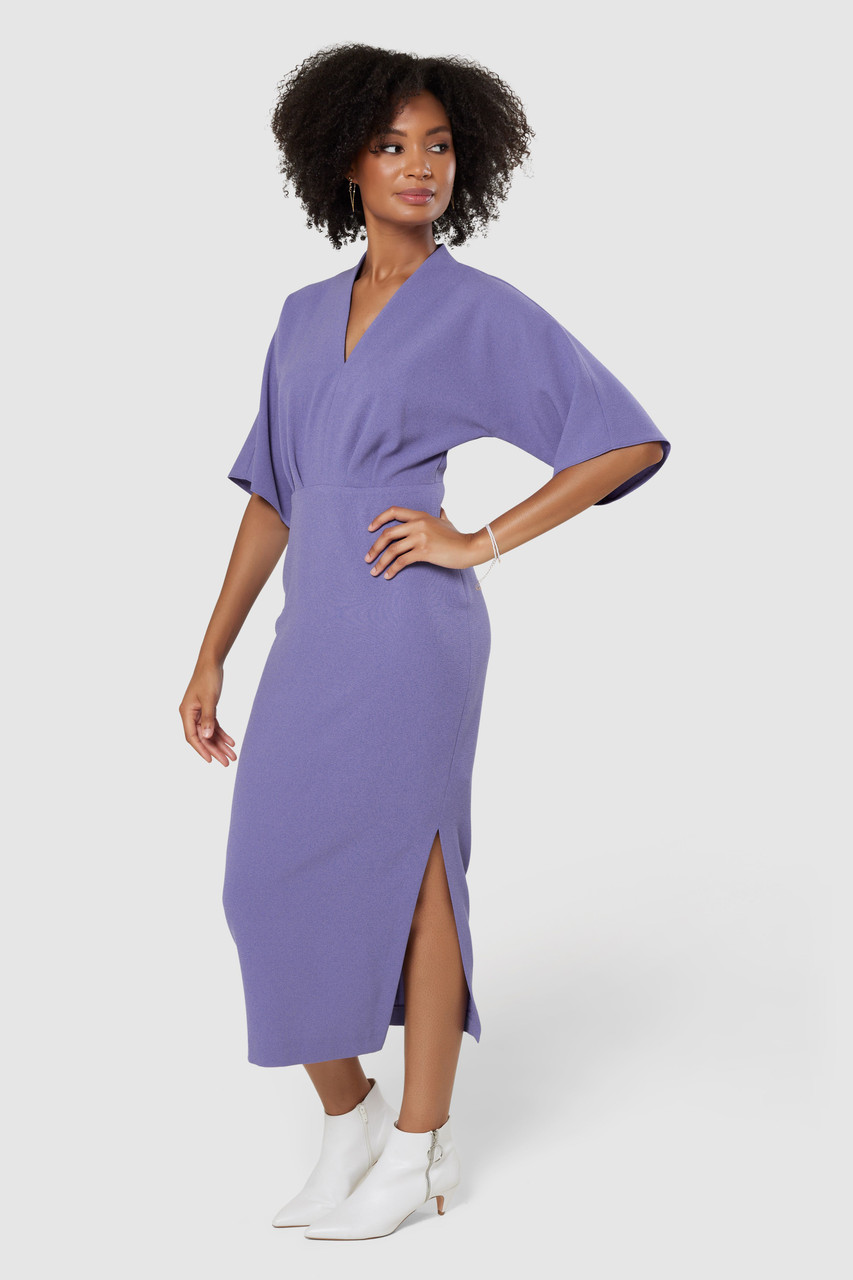 Closet London Lilac Purple Pencil Kimono sleeves Midi Dress